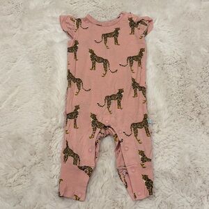Posh Peanut Ruffled Cap Sleeve Romper Mara Leopard Print Size NB
